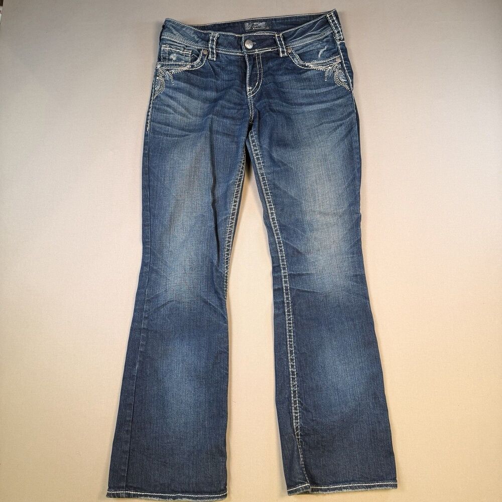 Silver Jeans Suki Bootcut Dark Wash Denim Jeans Women’s W30 L32 Boho Embroidered